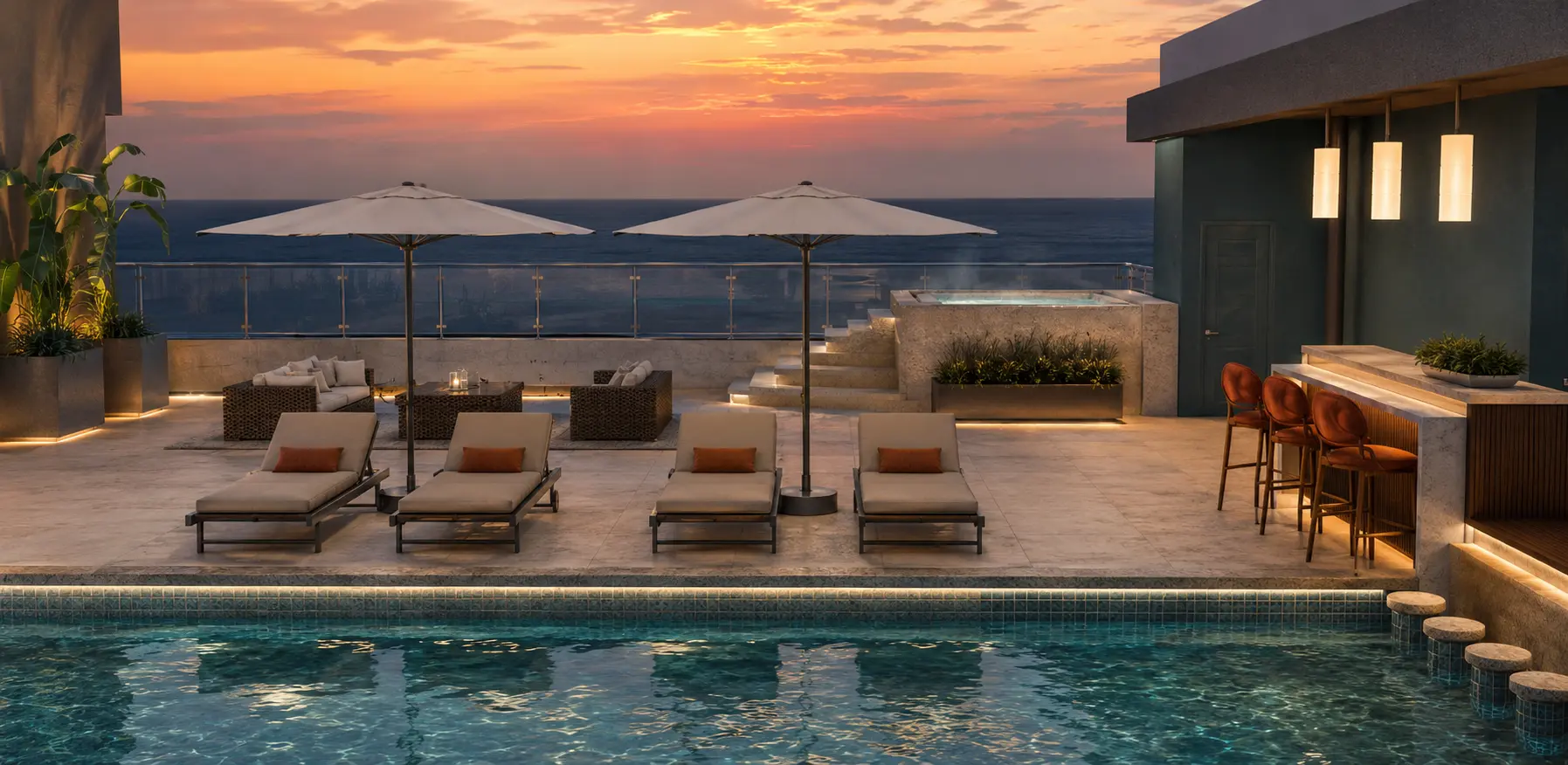 Belmont Hotel rooftop pool design